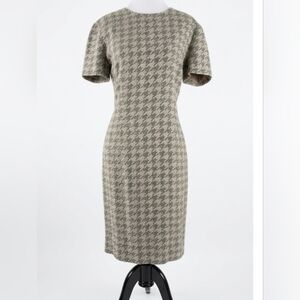 Talbots Classic Houndstooth Sheath Dress in Beige and Black